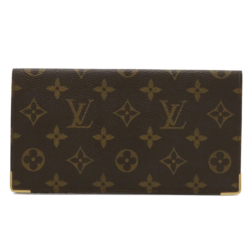 LOUIS VUITTON Monogram Porte Chequier Double Bi fold Long Wallet Check Case